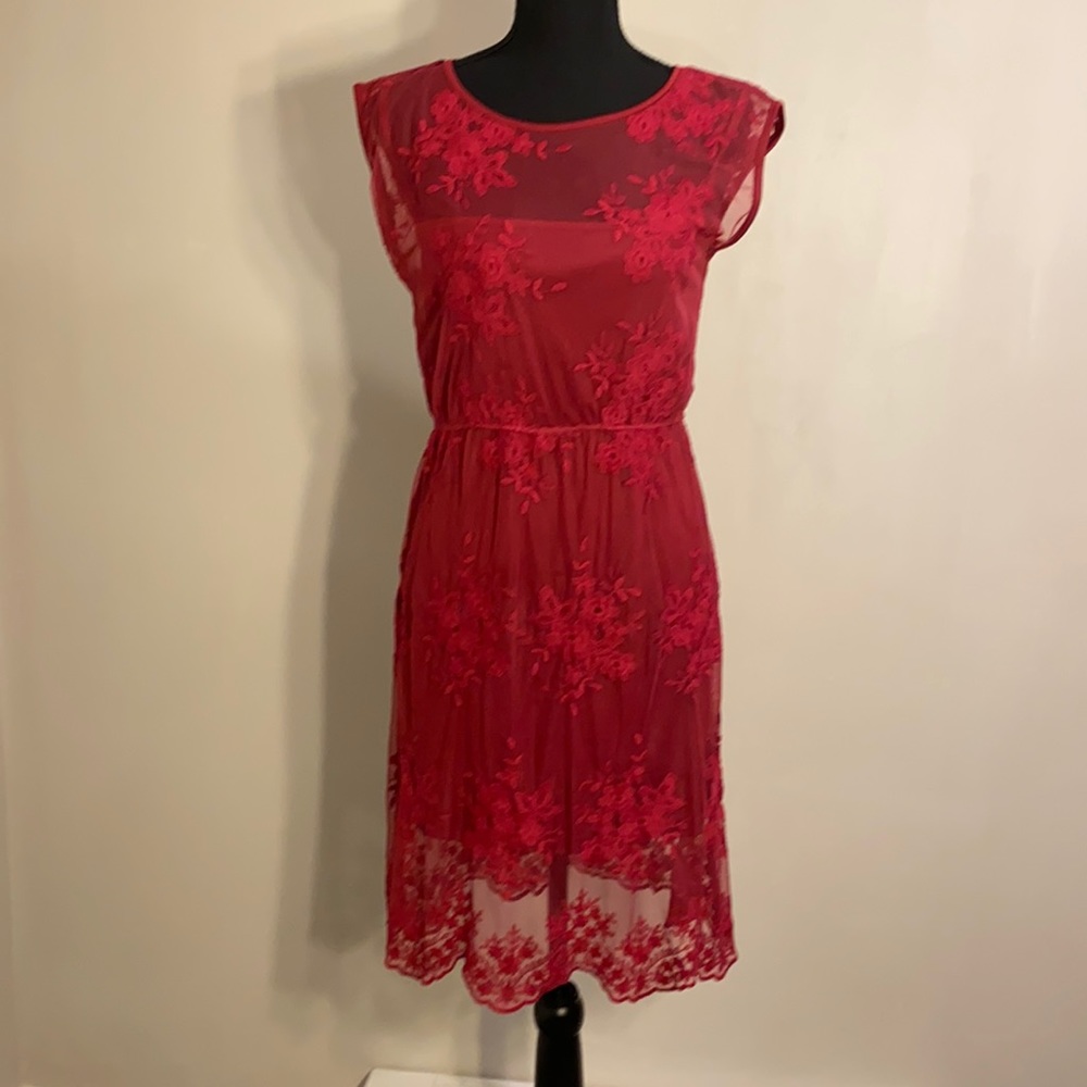 Ladies red lace dress